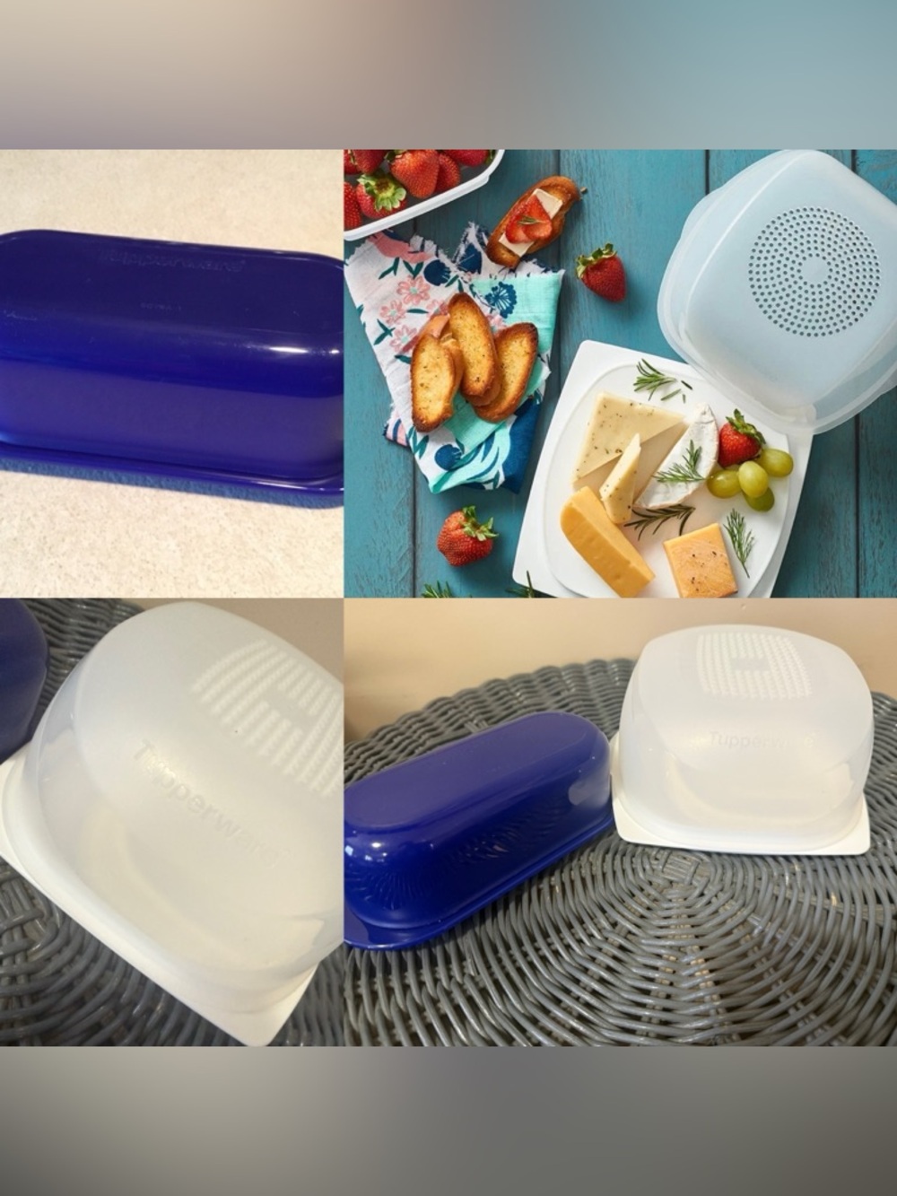 Tupperware Blue Butter Keeper and Small Cheese Keeper